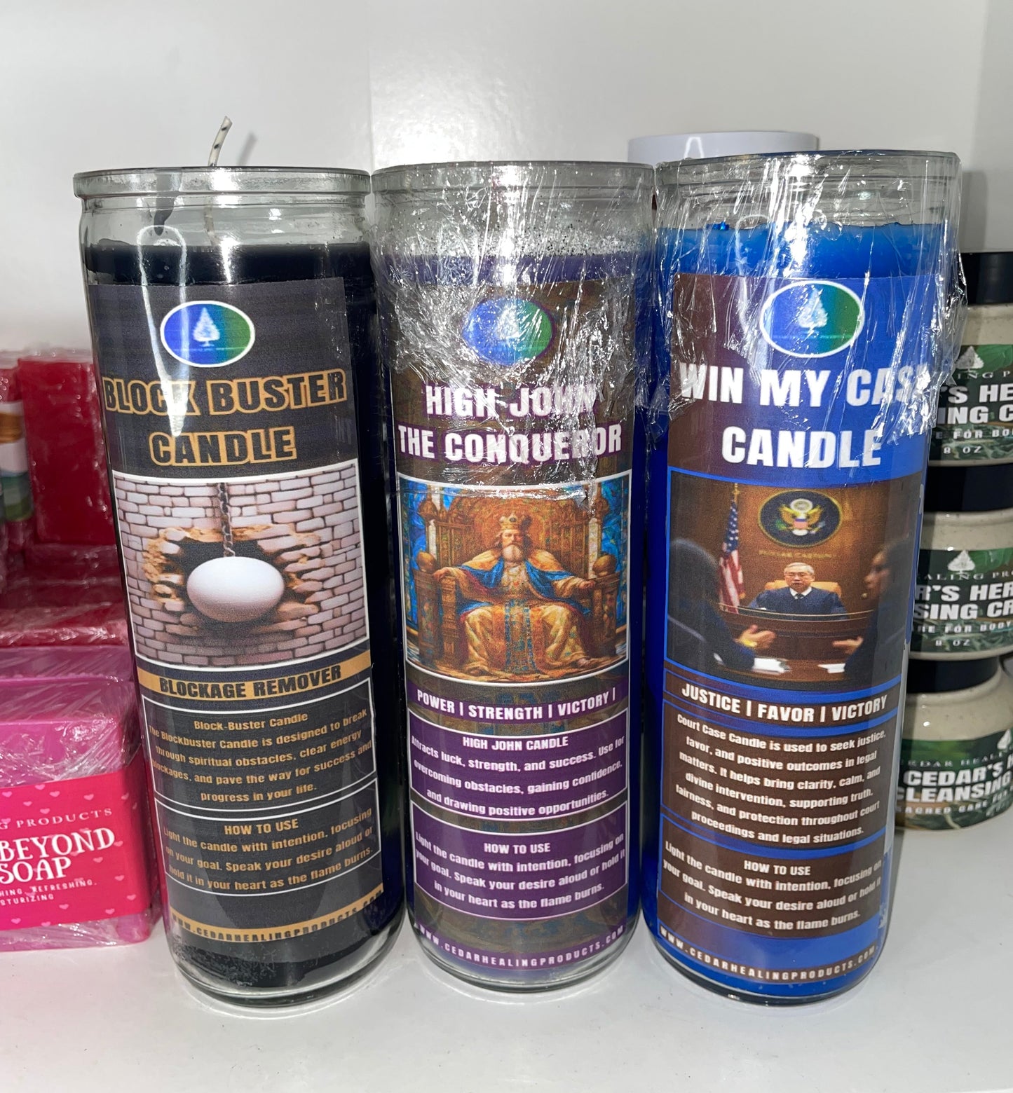 3 Pack Blockage Clearing Court Candle Set