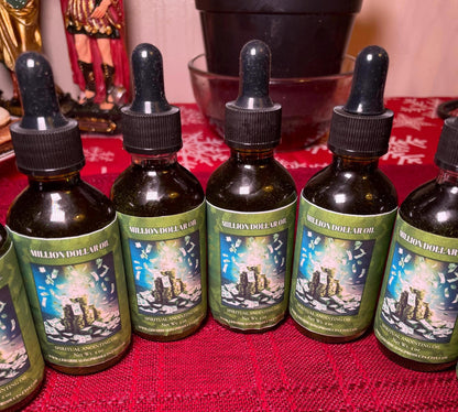 MILLION DOLLAR OIL | Spiritual anointing oil | Use to attract large sum of money, wealth, abundance & prosperity | 2 oz bottle |